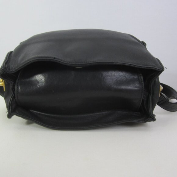 Vtg Americana By Sharif Black Glove Leather Shoulder Cross Body Bag Minimalist - Picture 7 of 15